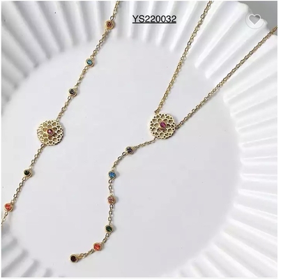 Conjunto de joyas de acero inoxidable de 18 quilates Conjunto de pulsera de collar con colgante de cristal de color hueco
