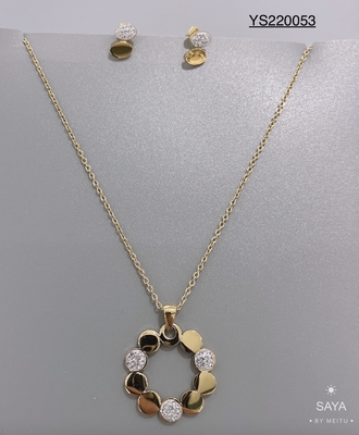 Conjunto de joyas de acero inoxidable personalizado Conjunto de collar y aretes de oro