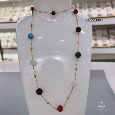 Conjunto de collar de cadena de cuentas de colores de marca única, joyería, brazalete de acero inoxidable