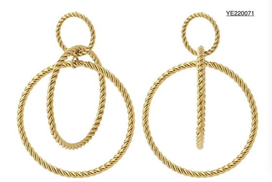 pendientes múltiples de acero inoxidables de los círculos del estilo americano de los pendientes del oro de los 5cm