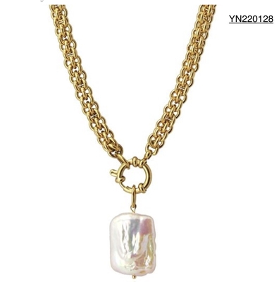 Collar pendiente de acero inoxidable de Saya Shell Pendant Jewelry Shaped Pearl