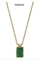 Vintage 18k acero inoxidable moda collares cuadrado verde piedra colgante collar