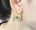 Gem Pendant Earrings Long Pendant verde de moda tachona los pendientes de acero inoxidables del oro 18K