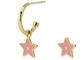 Pendientes de aro de estrella infantil rosa lindo Pendientes de acero inoxidable de oro de 18 quilates