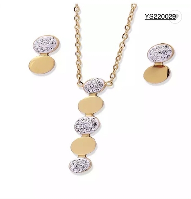 Conjunto de joyas de acero inoxidable para mujer, collar de joyería con diamantes de imitación en forma de gota alta