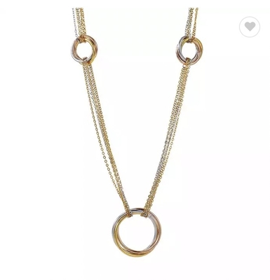 Collar de acero inoxidable del estilo del círculo del oro largo pendiente ligero del collar 18K
