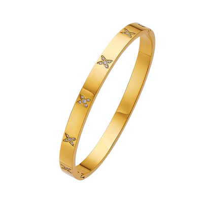 La pulsera plateada oro CZ del brazalete de la joyería de MVCOLEDY empiedra el acero inoxidable con el cristal