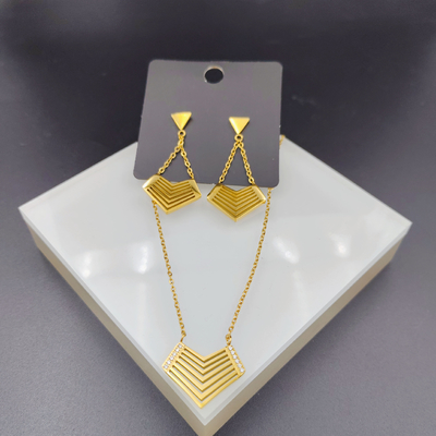 Alto polaco más nuevo oro color zircón de acero inoxidable arete, collar, conjuntos de pulseras para dama