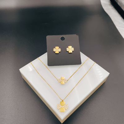 Nueva llegada de moda alta polaca más reciente oro color de acero inoxidable arete, collar, brazalete conjuntos con circo para dama
