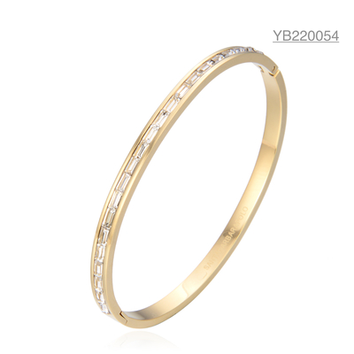 Estilo de anillo CZ Joyas de oro Moda Pulsera de hebilla de diamantes de imitación completa