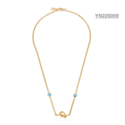 ODM Luxury Brand Double Blue Eye Gold Collar apilable Acero inoxidable