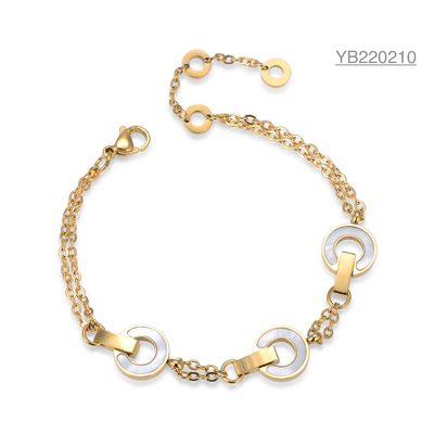 Colgante de concha de acero inoxidable de oro de 18 quilates, joyería, anillo de Fritillary blanco, cadena de mano