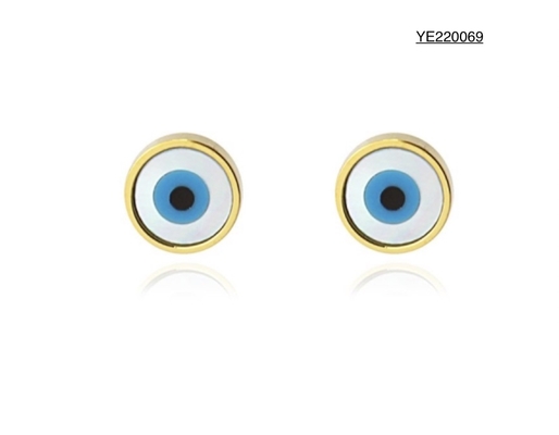 Los pendientes de acero inoxidables del oro del mal de ojo colocan los pendientes de lujo del ojo azul de la moda