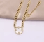 K Gold Conjunto de joyas de acero inoxidable Lush Simple White Fritillary Pulsera de cadena con incrustaciones