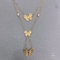 Collar de boda de acero inoxidable de oro de 14 k con colgante de mariposa
