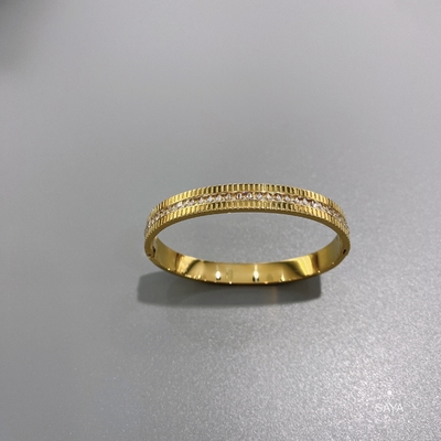 pulsera estrecha de la estrella de la edición de Diamond Set Stainless Steel Bangle del oro 18K