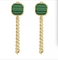 acero inoxidable verde largo del oro de los 45cm Gem Pendant Earrings Studs 18K