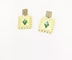 Gem Pendant Earrings Long Pendant verde de moda tachona los pendientes de acero inoxidables del oro 18K