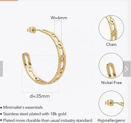 el oro 14K plateó los pendientes gruesos del aro embala la joyería del aro de Chunky Hoops Set Hypoallergenic Small