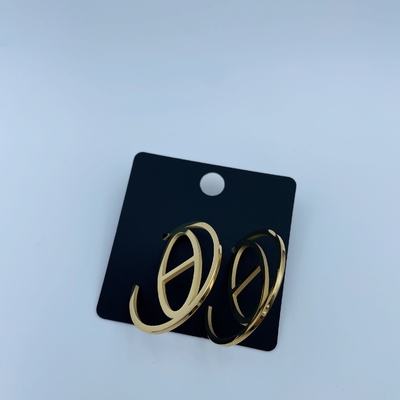 Oro pulido con acabado de oreja de acero inoxidable con piedra y oro CZ