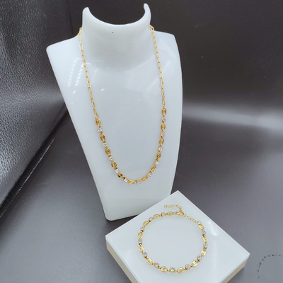 Nueva llegada de moda alta polaca más reciente oro color de acero inoxidable arete, collar, brazalete conjuntos con circo para dama