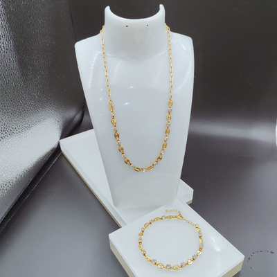 Nueva llegada de moda alta polaca más reciente oro color de acero inoxidable arete, collar, brazalete conjuntos con circo para dama