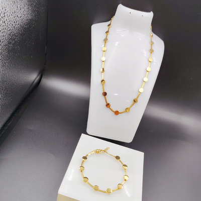 Nueva llegada de moda alta polaca más reciente oro color de acero inoxidable arete, collar, conjuntos de pulseras para dama