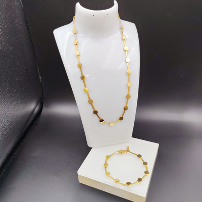 Nueva llegada de moda alta polaca más reciente oro color de acero inoxidable arete, collar, conjuntos de pulseras para dama