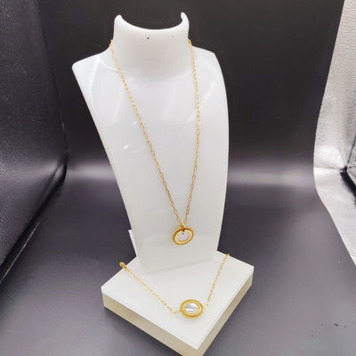 Nueva llegada de moda alta polaca más nuevo oro color de acero inoxidable arete, collar, conjuntos de pulseras con concha para dama