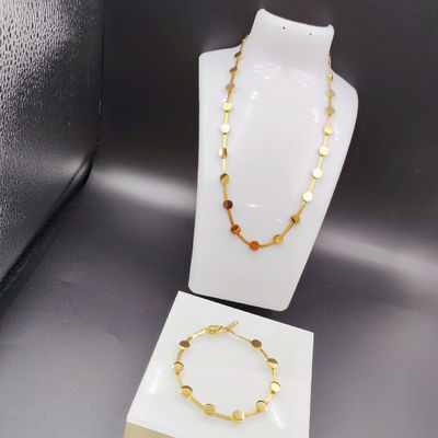 Nueva llegada de moda alta polaca más reciente oro color de acero inoxidable arete, collar, conjuntos de pulseras para dama